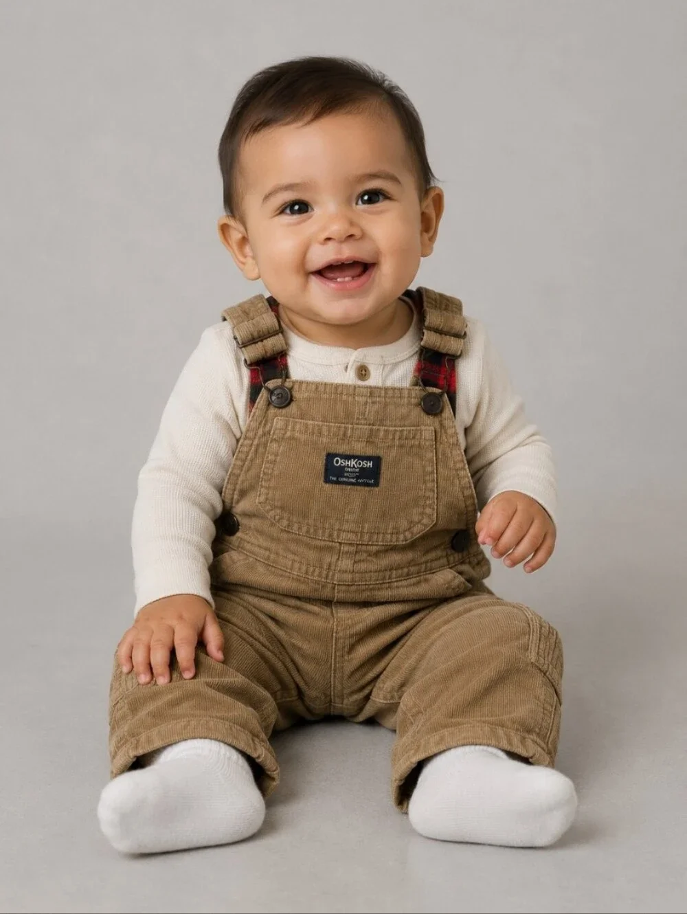 OSHKOSH BGOSH corduroy plaid lined overalls 6 M